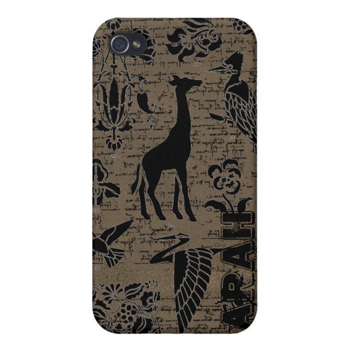 Collage of Giraffe, Birds and Flowers iPhone Cover Case For iPhone 4