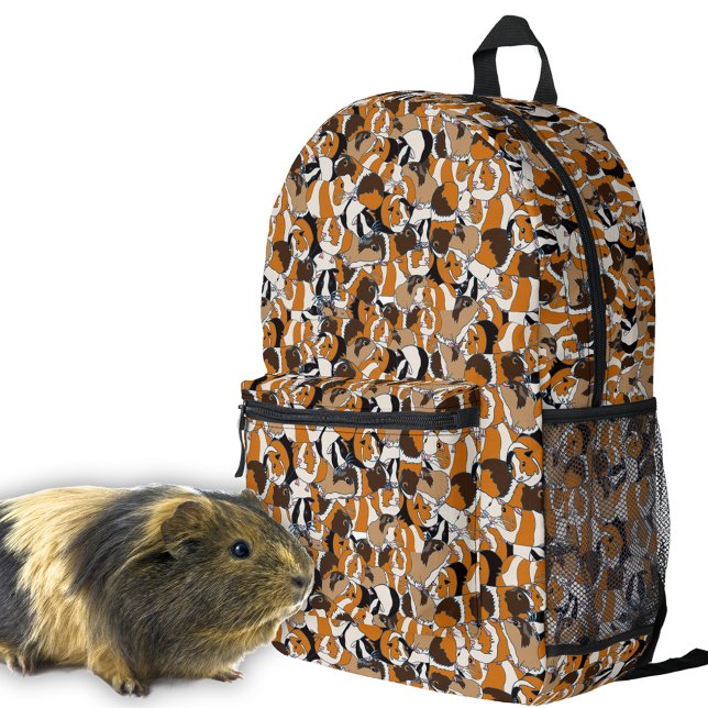 Collage of Guinea Pigs Illustrations Patterned Printed Backpack (Creator Uploaded)
