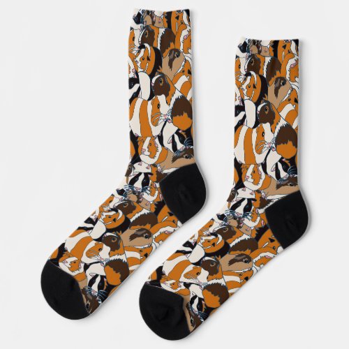 Collage of Guinea Pigs Illustrations Patterned Socks