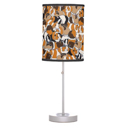 Collage of Guinea Pigs Illustrations Patterned Table Lamp
