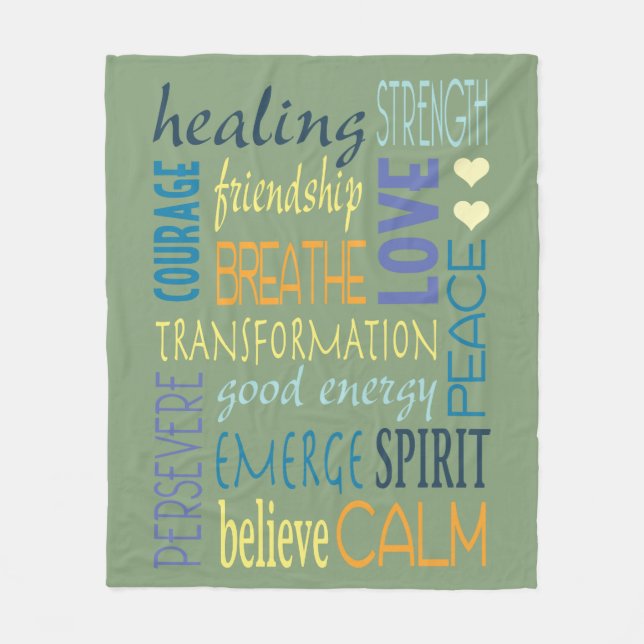 Collage of Healing Words Fleece Blanket (Front)