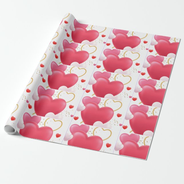 Collage of Hearts Wrapping Paper (Unrolled)