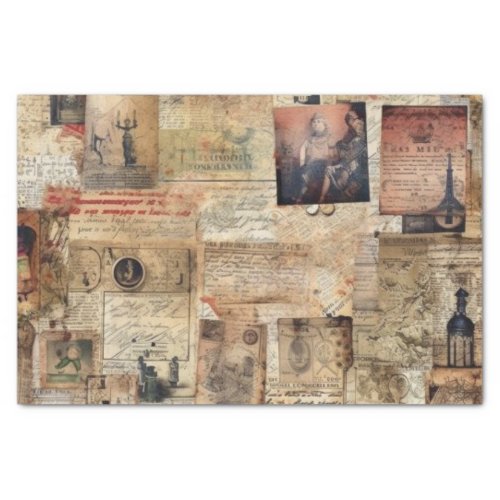 Collage of Junk Journal Decoupage papers Tissue Paper