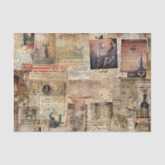 Collage of Junk Journal Decoupage papers Tissue Paper