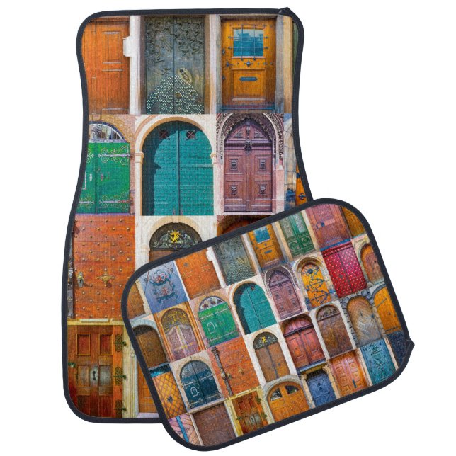 Collage of medieval front doors at Prague,  Czech  Car Floor Mat (Set)