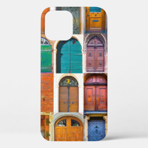 Collage of medieval front doors at Prague, Czech iPhone 12 Case