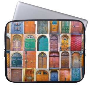 Collage of medieval front doors at Prague,  Czech  Laptop Sleeve