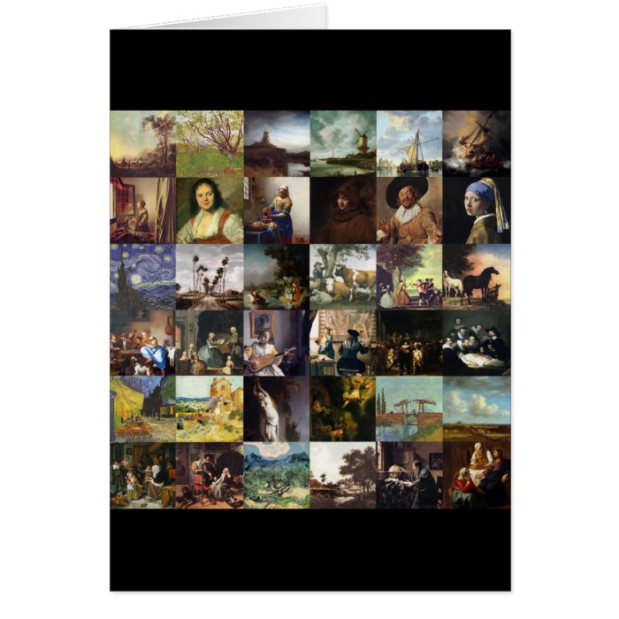 Collage of paintings of van Gogh, Vermeer, etc Greeting Card