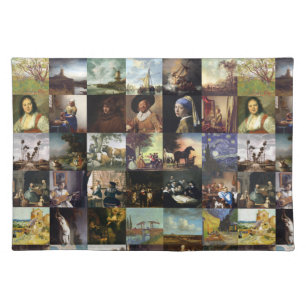 Collage of paintings of van Gogh, Vermeer, etc Placemat