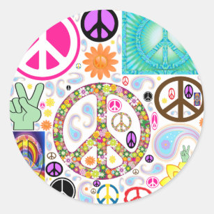 #71189 9x9cm La paz-Peace hippie Flower Power logotipo póster-Sticker Adhesivo