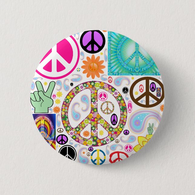 Collage of Peace Pinback Button (Front)