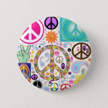 Collage Of Peace Pinback Button by StuffOrSomething at Zazzle