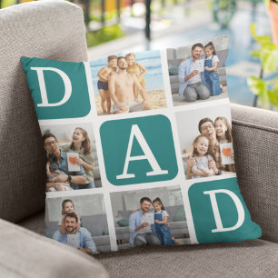 Collage of photos of children, Gift for Dad Throw Pillow