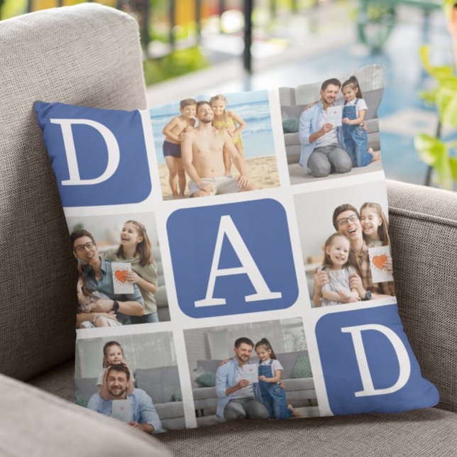 Collage of photos of children, Gift for Dad Throw Pillow (Creator Uploaded)