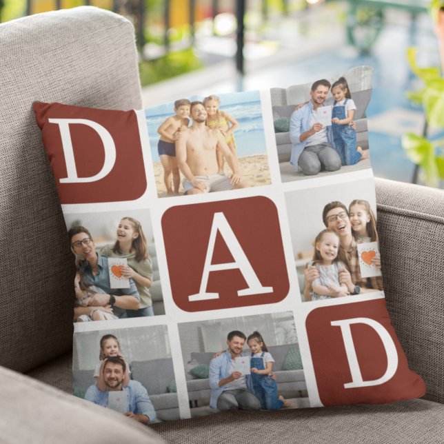 Collage of photos of children, Gift for Dad Throw Pillow (Creator Uploaded)
