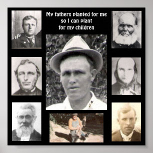 Collage of Photos of Fathers Planted for Me Black Poster