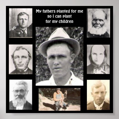 Collage of Photos of Fathers Planted for Me Black  Poster