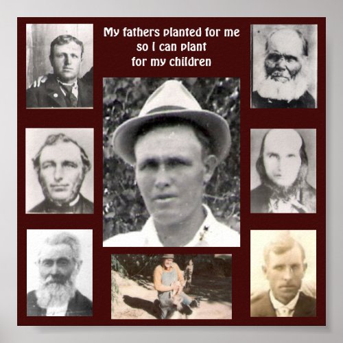 Collage of Photos of Fathers Planted for Me Red Poster