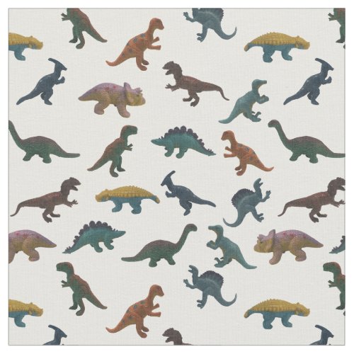 Collage of Plastic Toy Dinosaurs Fabric
