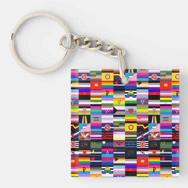 Collage of Pride Flags Keychain (Front)