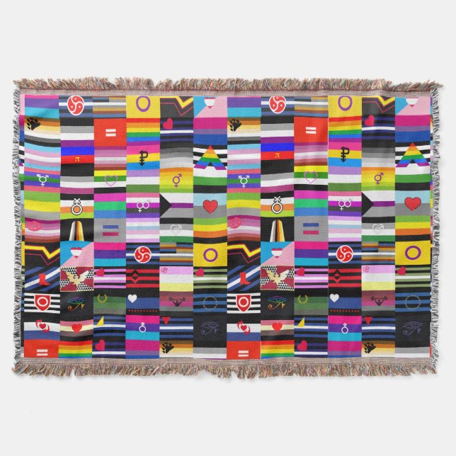 Collage of Pride Flags Throw Blanket (Front)