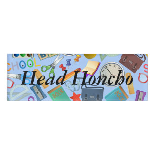 Collage of School Supplies Name Tag