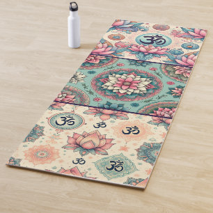 Collage of Turquoise and peach Mandalas Yoga Mat