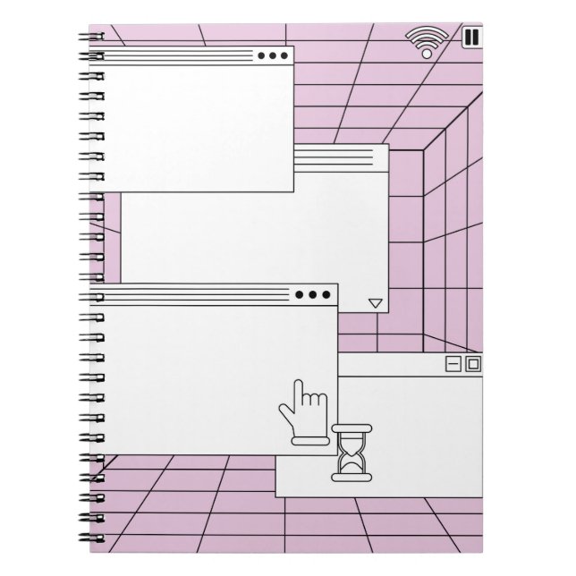 Collage of user interface elements. Cyberpunk and  Notebook (Front)