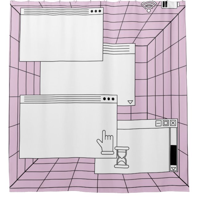Collage of user interface elements. Cyberpunk and  Shower Curtain (Front)