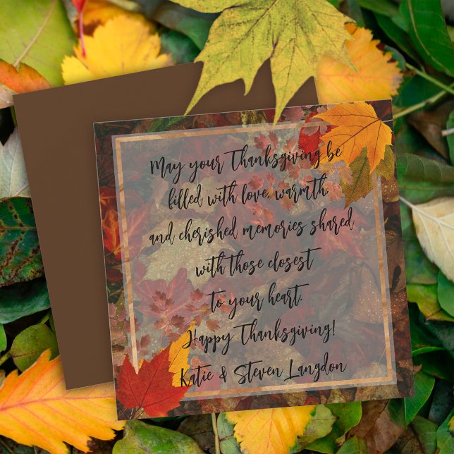 Collage of Vibrant Fall Autumn Leaves Thanksgiving Holiday Card (Creator Uploaded)