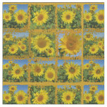 Collage of yellow sunflowers in summer fabric