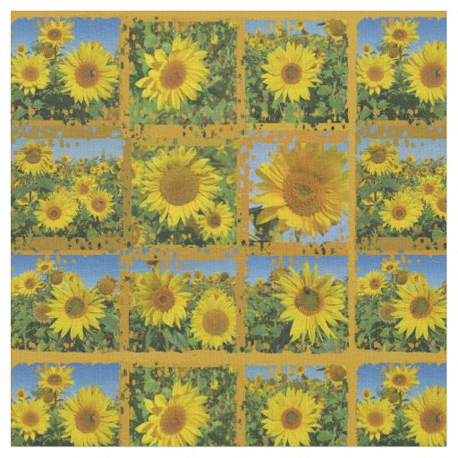 Collage of yellow sunflowers in summer fabric