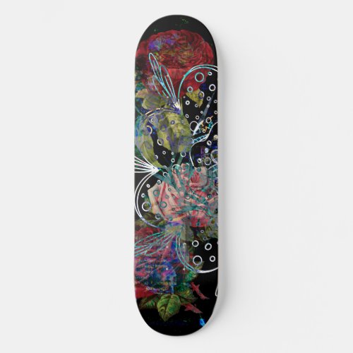Collage Overlapping Roses Multiple Designs Skatebo Skateboard