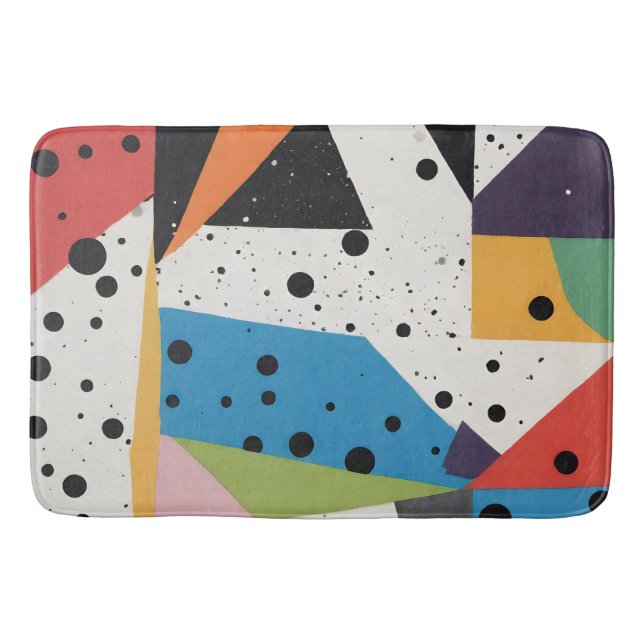 Collage Paper Black Dots Bath Mat (Front)