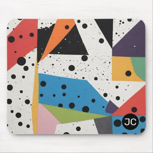 Collage Paper Black Dots Mouse Pad