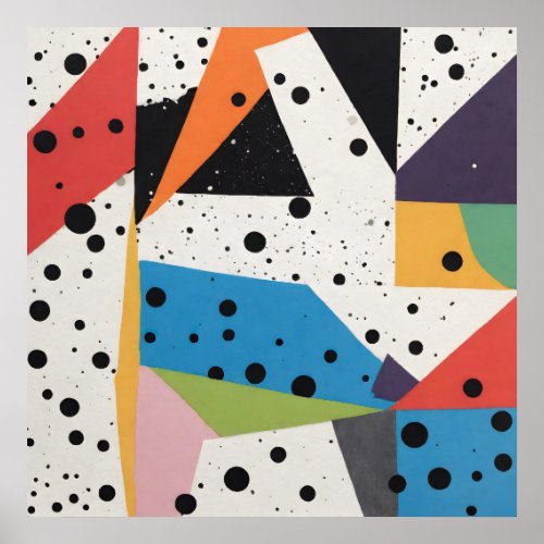 Collage Paper Black Dots Poster