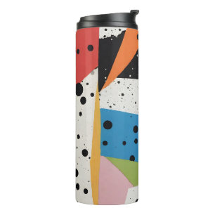 Collage Paper Black Dots Thermal Tumbler