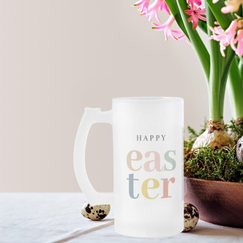 Collage Photo And Colorful Easter  Holiday Gift Frosted Glass Beer Mug