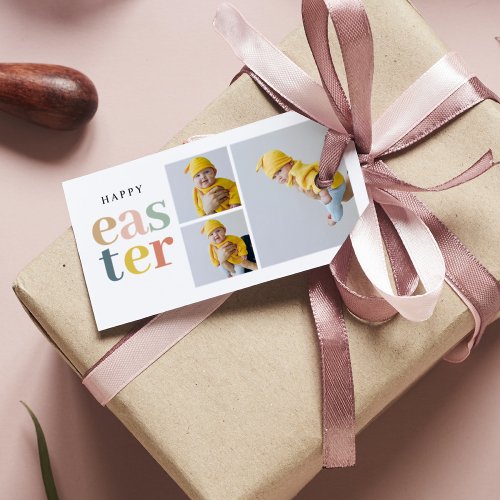 Collage Photo And Colorful Easter  Holiday Gift Gift Tags