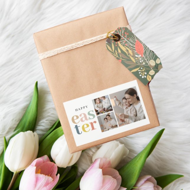 Collage Photo And Colorful Easter | Holiday Gift Rectangular Sticker (Creator Uploaded)