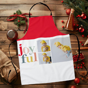 Collage Photo And Colorful Joyful   Holiday Gift Apron