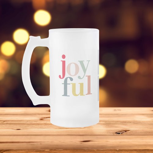 Collage Photo And Colorful Joyful  Holiday Gift Frosted Glass Beer Mug