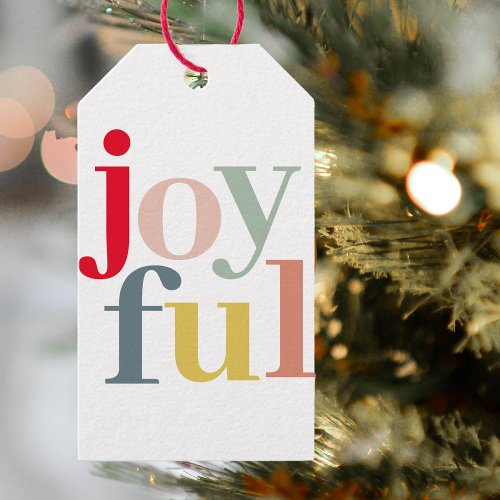 Collage Photo And Colorful Joyful  Holiday Gift G Gift Tags
