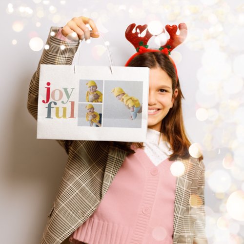 Collage Photo And Colorful Joyful  Holiday Gift Large Gift Bag