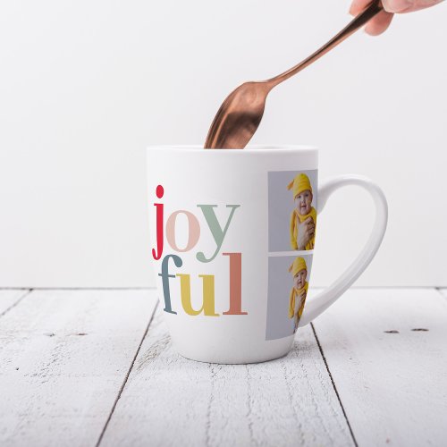 Collage Photo And Colorful Joyful  Holiday Gift Latte Mug