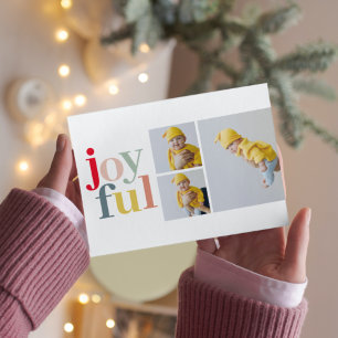 Collage Photo And Colorful Joyful Holiday Gift Postcard