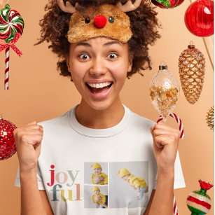 Collage Photo And Colorful Joyful   Holiday Gift T-Shirt