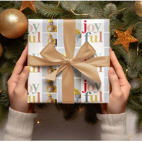 Collage Photo And Colorful Joyful  Holiday Gift Wrapping Paper