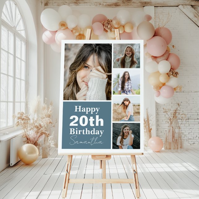 Collage | Photo Any Age Custom Birthday Foam Board (Celebrate lasting memories with our delightful collage birthday sign, capturing special moments.)