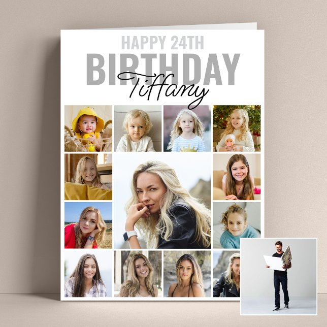 Collage Photo Any Age Happy Birthday Large Jumbo Card (Personalize the collage birthday greeting card to create a special keepsake for your loved one!)